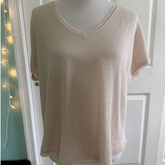 Urban Outfitters Out From Under Light Beige Waffle Knit Sweater T-shirt Small - Picture 1 of 6